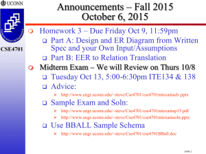 Announcements – Fall 2015 October 6, 2015