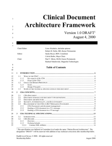 Clinical Document Architecture Framework Version 1.0 DRAFT
