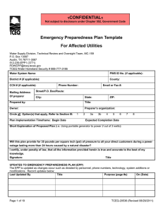 CONFIDENTIAL  Emergency Preparedness Plan Template For Affected Utilities