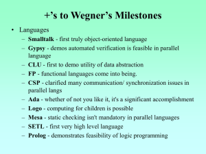 +’s to Wegner’s Milestones • Languages Smalltalk Gypsy