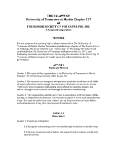 THE BYLAWS OF University of Tennessee at Martin Chapter 127 of