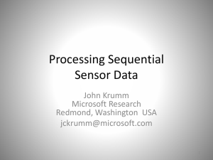 Processing Sequential Sensor Data John Krumm Microsoft Research