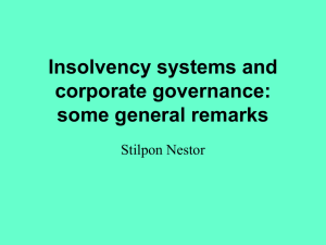 Insolvency systems and corporate governance: some general remarks Stilpon Nestor