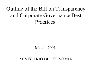 Outline of the Bill on Transparency and Corporate Governance Best Practices. March, 2001.