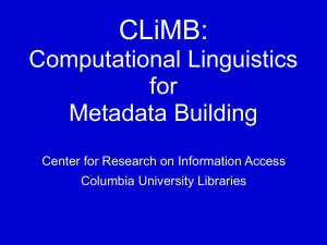 CLiMB: Computational Linguistics for Metadata Building