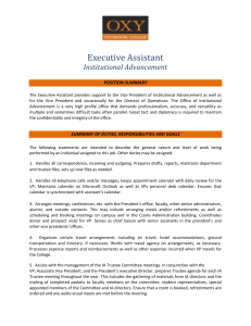 Executive Assistant Institutional Advancement POSITION SUMMARY