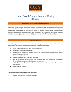 Head Coach Swimming and Diving Athletics