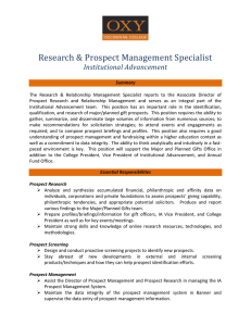 Research &amp; Prospect Management Specialist Institutional Advancement