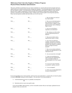 Midwestern State University Employee Wellness Program Physical Fitness Readiness Questionnaire