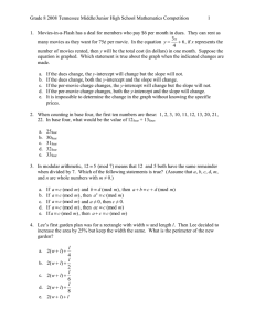 Grade 8 2008 Tennessee Middle/Junior High School Mathematics Competition 1