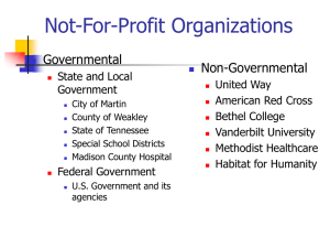 Not-For-Profit Organizations Governmental Non-Governmental