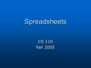 Spreadsheets CS 110 Fall 2005