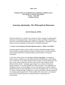 1 Paper at the INTERNATIONAL SYMPOSIUM ON ARMENIAN SPIRITUALITY