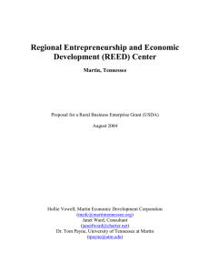 Regional Entrepreneurship and Economic Development (REED) Center  Martin, Tennessee