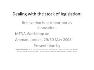 Dealing with the stock of legislation: Renovation is as important as innovation: