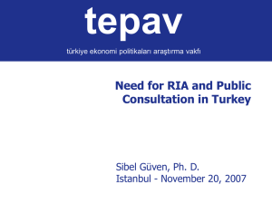tepav Need for RIA and Public Consultation in Turkey Sibel Güven, Ph. D.