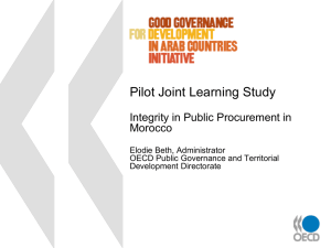 Pilot Joint Learning Study Integrity in Public Procurement in Morocco Elodie Beth, Administrator