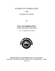 SCHEME OF EXAMINATION M.Sc. MATHEMATICS AND
