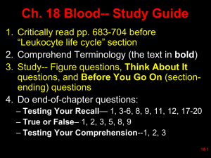 Ch. 18 Blood-- Study Guide