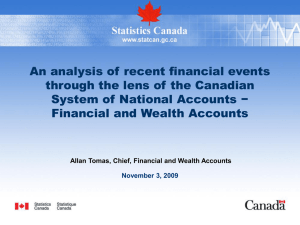 An analysis of recent financial events System of National Accounts −