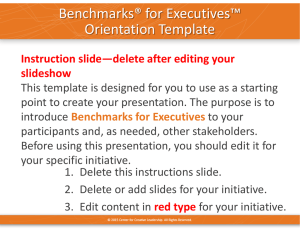 Benchmarks® for Executives™ Orientation Template