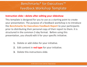 Template Benchmarks® for Executives™ Feedback Workshop