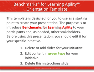 Benchmarks® for Learning Agility™ Orientation Template