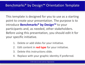 Benchmarks® by Design™ Orientation Template