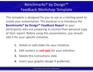Benchmarks® by Design™ Feedback Workshop Template