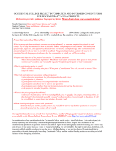 OCCIDENTAL COLLEGE PROJECT INFORMATION AND INFORMED CONSENT FORM