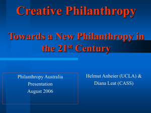 Creative Philanthropy Towards a New Philanthropy in the 21 Century