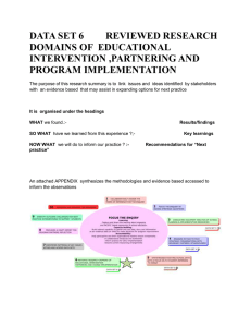 DATA SET 6 REVIEWED RESEARCH DOMAINS OF  EDUCATIONAL INTERVENTION ,PARTNERING AND