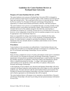 Guidelines for Center/Institute Review at Portland State University