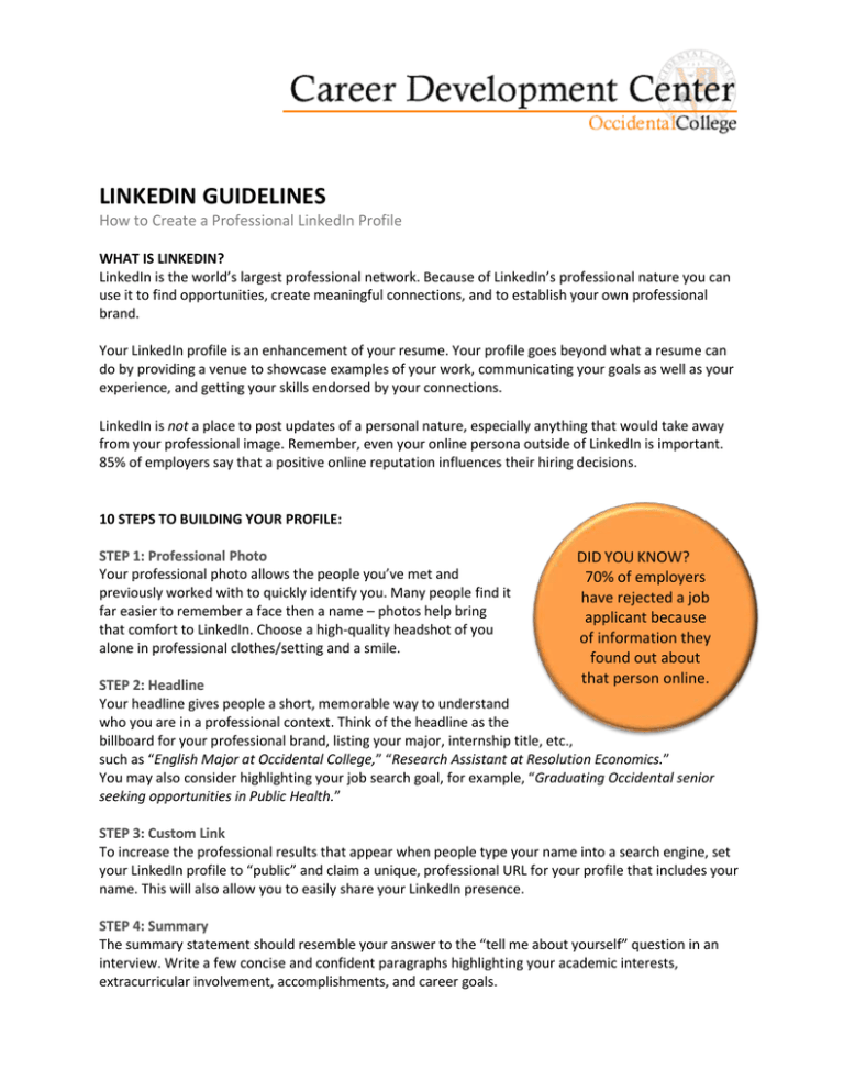  LINKEDIN GUIDELINES How To Create A Professional LinkedIn Profile
