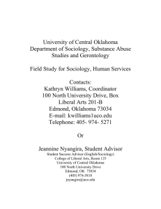 University of Central Oklahoma Department of Sociology, Substance Abuse Studies and Gerontology