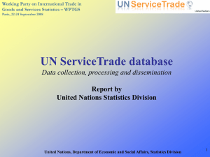 UN ServiceTrade database Data collection, processing and dissemination Report by