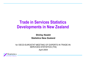 Trade in Services Statistics Developments in New Zealand Shirley Nesbit Statistics New Zealand