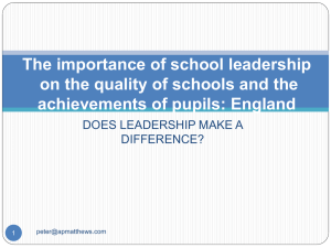 The importance of school leadership achievements of pupils: England