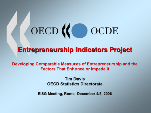 Entrepreneurship Indicators Project Developing Comparable Measures of Entrepreneurship and the Tim Davis