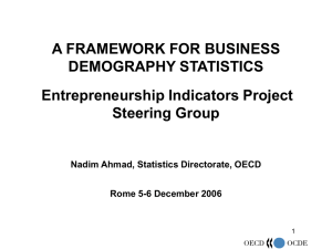 A FRAMEWORK FOR BUSINESS DEMOGRAPHY STATISTICS Entrepreneurship Indicators Project Steering Group