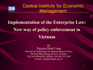 Central Institute for Economic Management Implementation of the Enterprise Law: