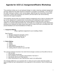 Agenda for UCO LC Assignment/Rubric Workshop