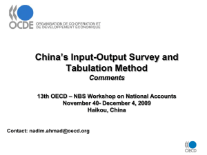 China’s Input-Output Survey and Tabulation Method Comments – NBS Workshop on National Accounts