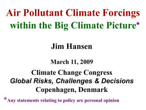 Air Pollutant Climate Forcings within the Big Climate Picture * Jim Hansen