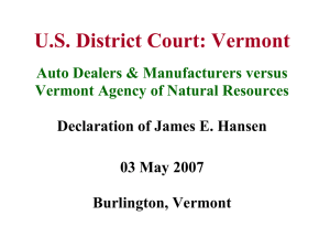 U.S. District Court: Vermont Auto Dealers &amp; Manufacturers versus