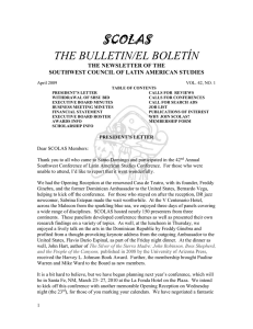 SCOLAS THE BULLETIN/EL BOLETÍN THE NEWSLETTER OF THE