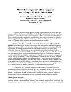Medical Management of Undiagnosed and Allergic, Pruritic Dermatoses