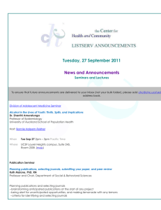 Tuesday, 27 September 2011 News and Announcements  Seminars and Lectures