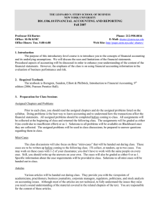 B01.1306.10 FINANCIAL ACCOUNTING AND REPORTING Fall 2007  Professor Eli Bartov