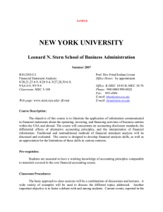 NEW YORK UNIVERSITY Leonard N. Stern School of Business Administration